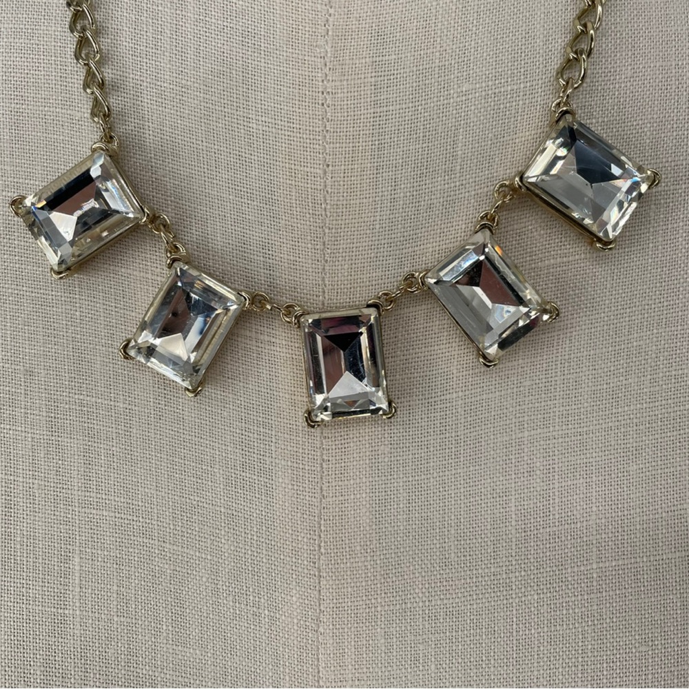 NWOT EXPRESS | Clear Rhinestone Gold Tone Short‎ Necklace 16” $29 - Picture 2 of 2